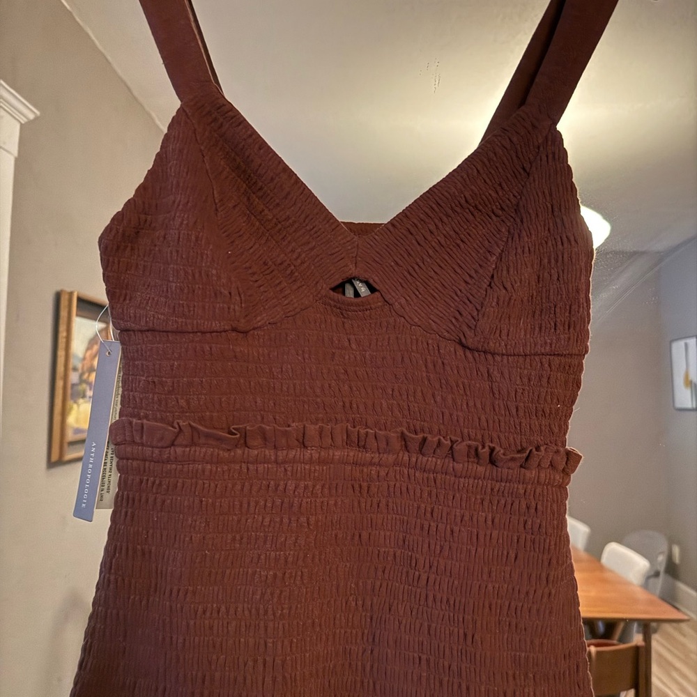 Anthropologie Tiered Maxi Dress | Wine |NWT | XS - Picture 3 of 7